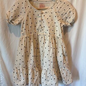 Cat & Jack Cream Dress with Black Heart Pattern-only worn once